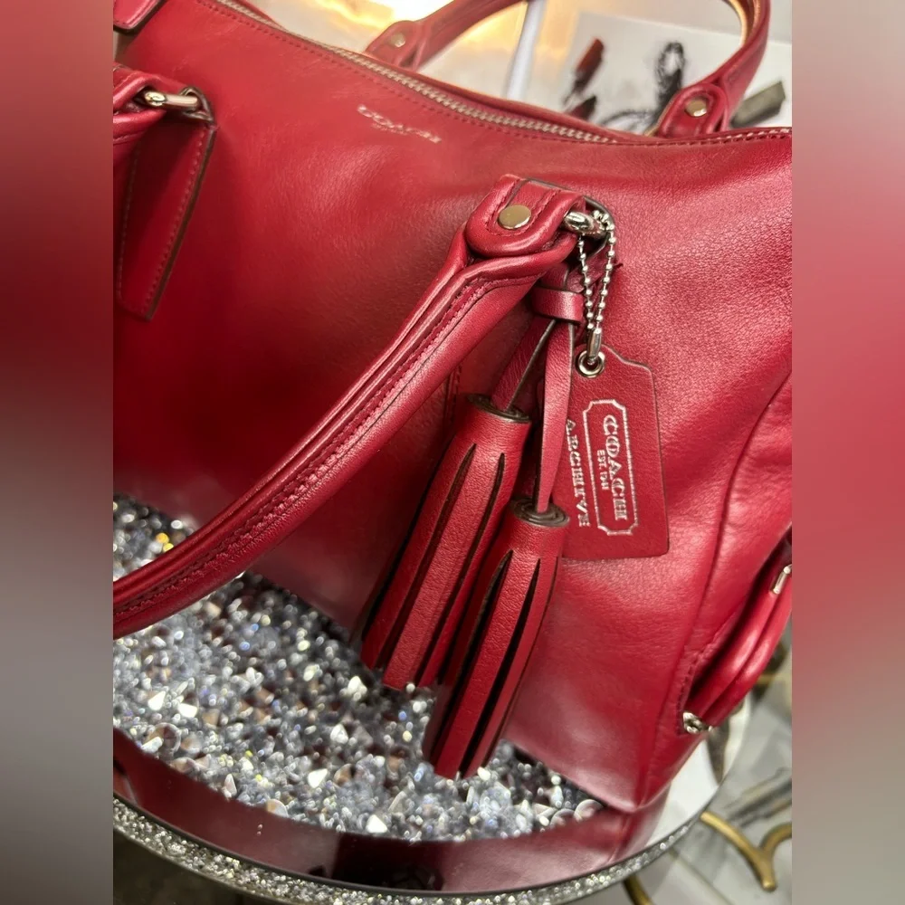 Coach 2012 RARE Legacy leather Archive black cherry Zip Top Handle Bag EUC - Picture 5 of 17